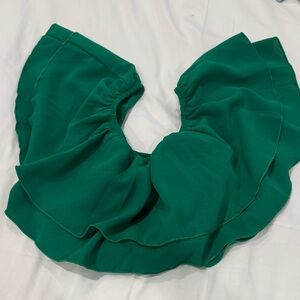 Green Ruffled Women's shirt crop top - Elegant Layered Design
